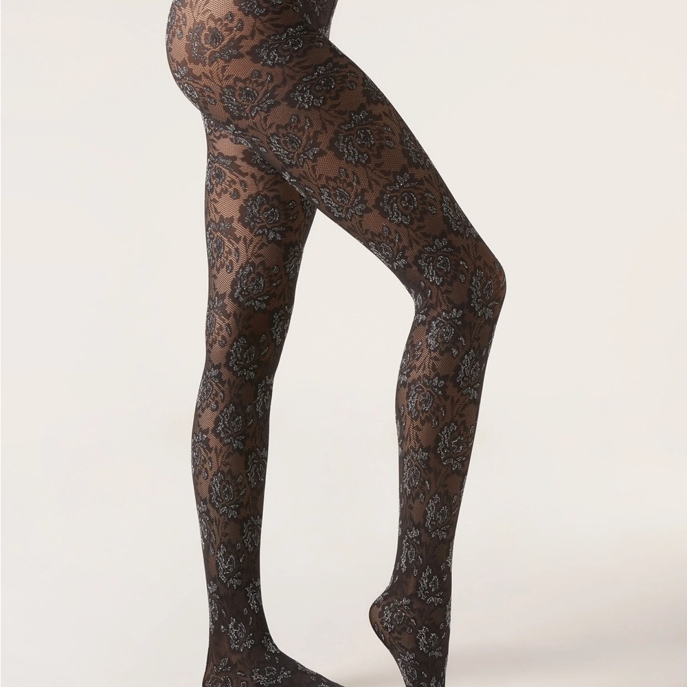 Calzedonia Black glitter Lace Patterned Tights